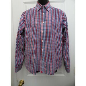 UNTUCKit Mens Red Blue Check Long Sleeve Slim Fit Button Down Shirt Size Medium